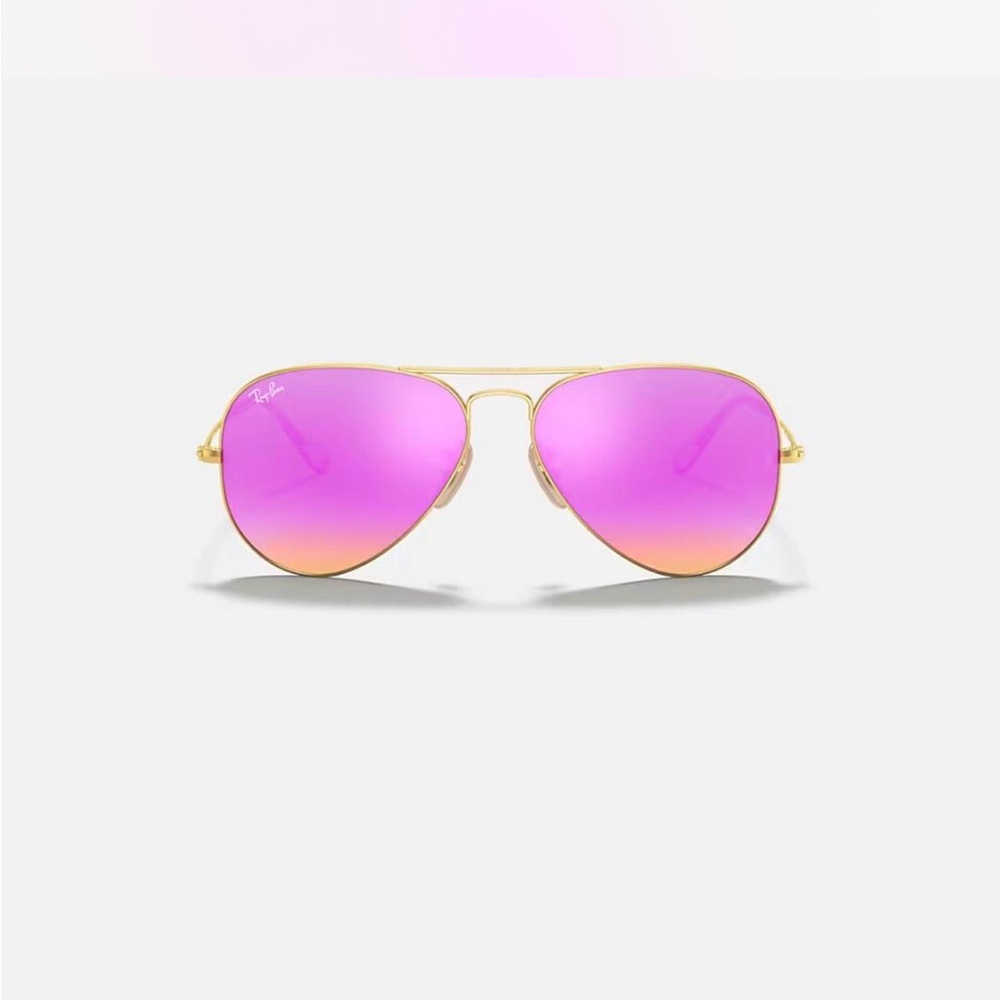 Ray-Ban Gold Frame Sunglasses with Pink Lenses
